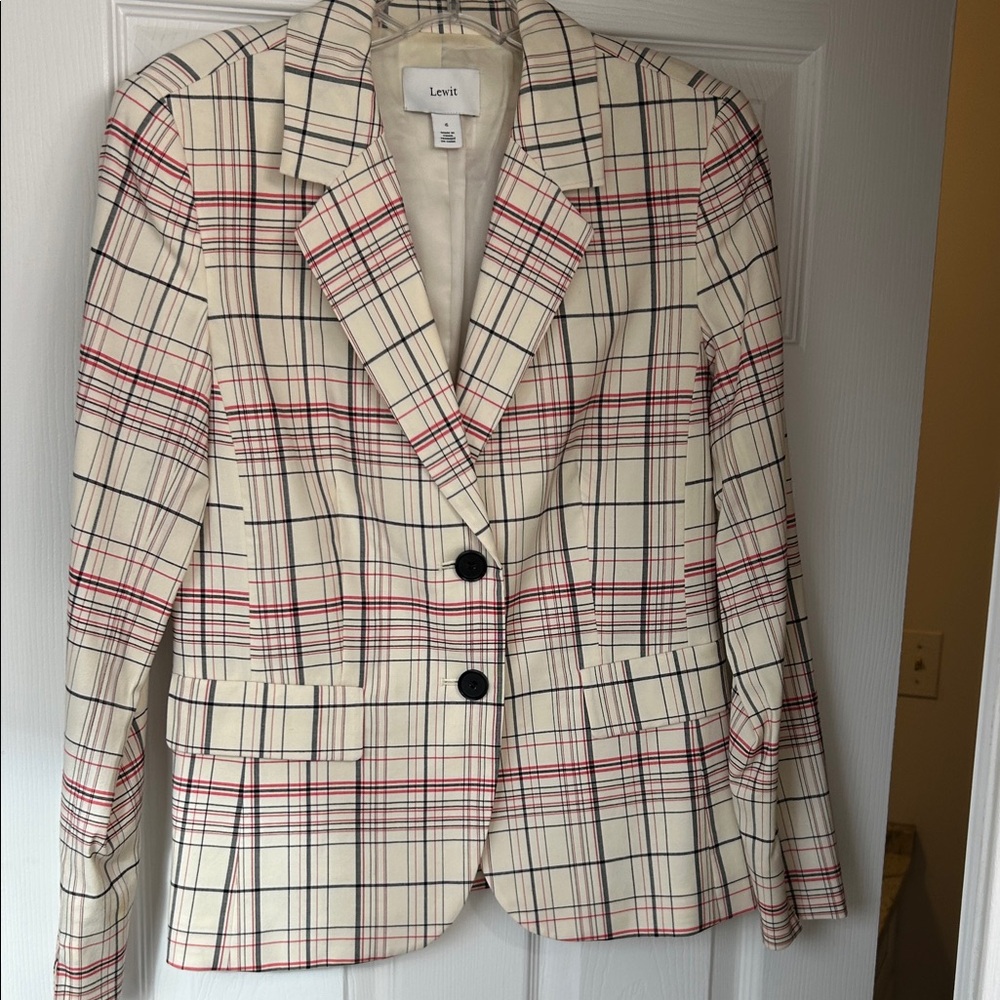 Lewit Women's Plaid Blazer - Red, Black and Cream